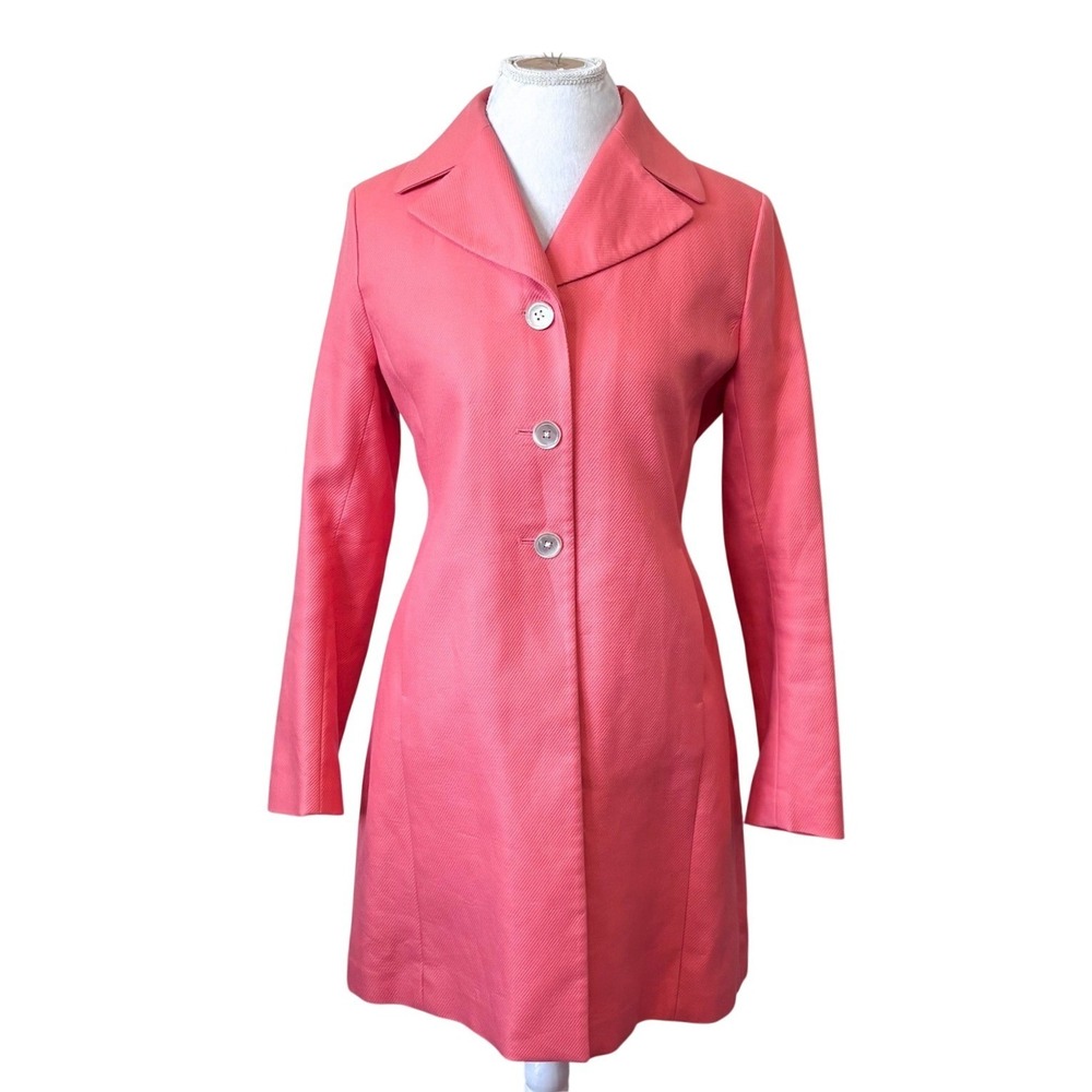 Ann Taylor Womens Tailored Topper Coat Medium Tangerine Coral Preppy Jacket